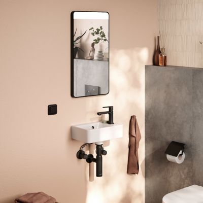 Lustro 36x70 cm prostokątne z oświetleniem czarny 54955670 Hansgrohe Xarita Lite Q