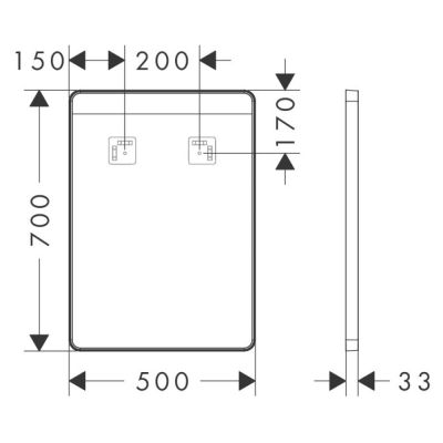 Lustro 50x70 cm prostokątne z oświetleniem czarny 54956670 Hansgrohe Xarita Lite Q