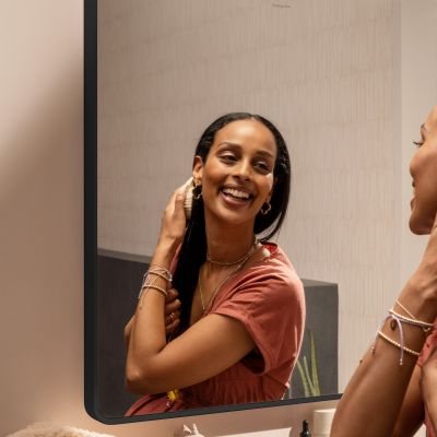 Lustro 50x70 cm prostokątne z oświetleniem czarny 54956670 Hansgrohe Xarita Lite Q