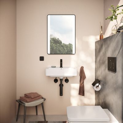 Lustro 50x70 cm prostokątne z oświetleniem czarny 54961670 Hansgrohe Xarita Lite Q