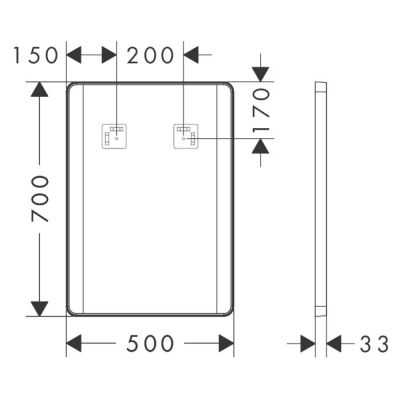 Lustro 50x70 cm prostokątne z oświetleniem czarny 54961670 Hansgrohe Xarita Lite Q