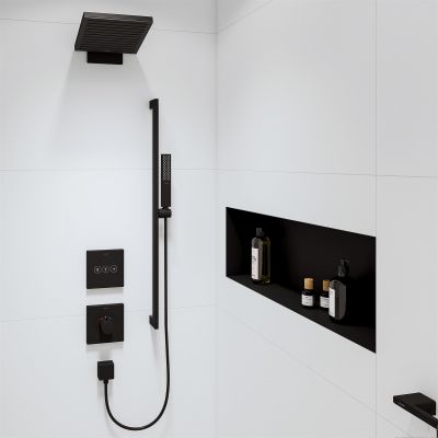 Deszczownica z ramieniem 26x26 cm kwadratowa czarna 24350670 Hansgrohe Pulsify E