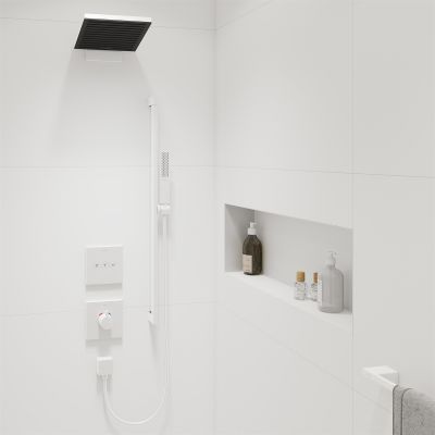 Deszczownica z ramieniem 26x26 cm kwadratowa biała 24350700 Hansgrohe Pulsify E