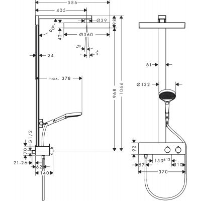 Hansgrohe Rainfinity 26853000 zestaw prysznicowy ścienny z deszczownicą chrom