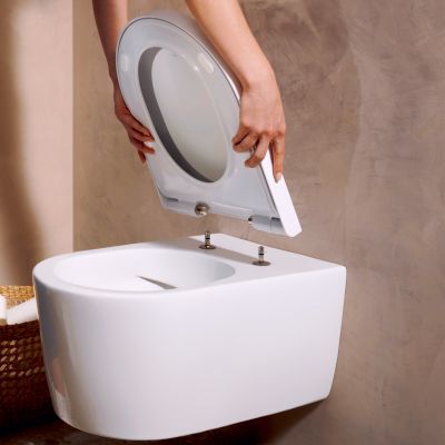 Miska WC z deską wolnoopadającą wisząca bez kołnierza biały połysk 60292450 Hansgrohe EluPura S