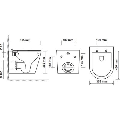 Zestaw miska z deską wisząca bez kołnierza biały HGR90000042 Hagser Otis