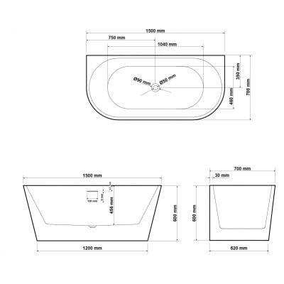 Wanna wolnostojąca 150x70 cm owalna biała HGR80000012 Hagser Ilsa