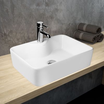 Umywalka 48x37 cm prostokątna nablatowa biała HGR20000041 Hagser Alexa