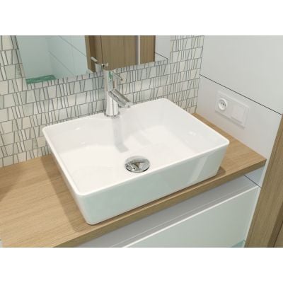 Umywalka 48x37 cm prostokątna nablatowa biała HGR20000041 Hagser Alexa