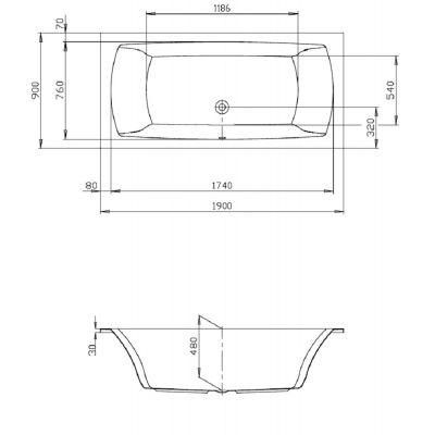 Wanna prostokątna 190x90 cm 3691010 Hoesch Largo