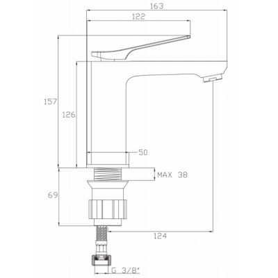 Bateria umywalkowa stojąca chrom BU01001 Invena Neri