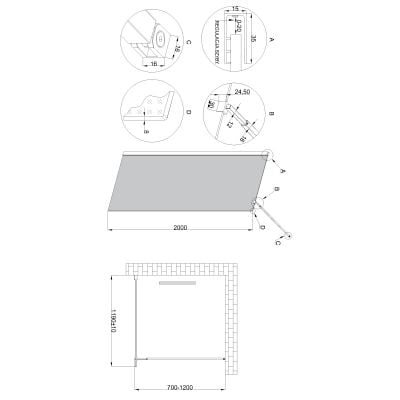 Ścianka prysznicowa walk-in 120 cm czarny półmat/szkło grafitowe AK32123 Invena