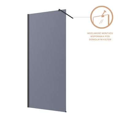 Ścianka prysznicowa walk-in 120 cm czarny półmat/szkło grafitowe AK32123 Invena