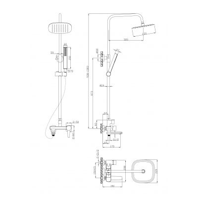 Invena Glamour AU05B14 zestaw prysznicowy ścienny miedź