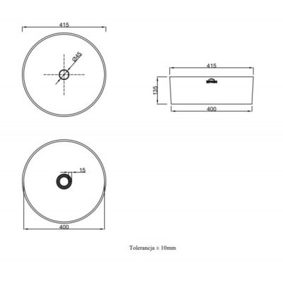 Umywalka 42x42 cm okrągła nablatowa złota CE38009 Invena Kos