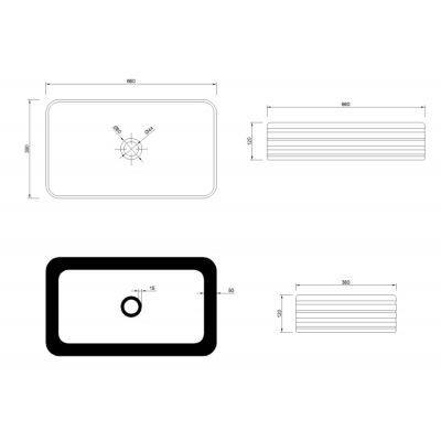 Umywalka 66x38 cm prostokątna nablatowa biała CE54P01 Invena Akte