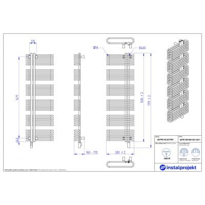 Grzejnik elektryczny 161x50 cm biały ASTE50160C34GH12C1 Instal Projekt Astro Electro