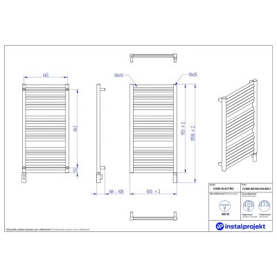 Grzejnik elektryczny 95.3x50 cm biały CODE50100GH06C1 Instal Projekt Code Electro