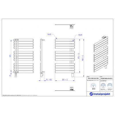 Grzejnik elektryczny 87.5x50 cm czarny POPSE5090C31GH03C2 Instal Projekt Pop Star Electro