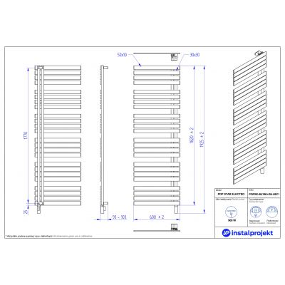 Grzejnik elektryczny 182x60 cm biały POPSE60180GH09C1 Instal Projekt Pop Star Electro
