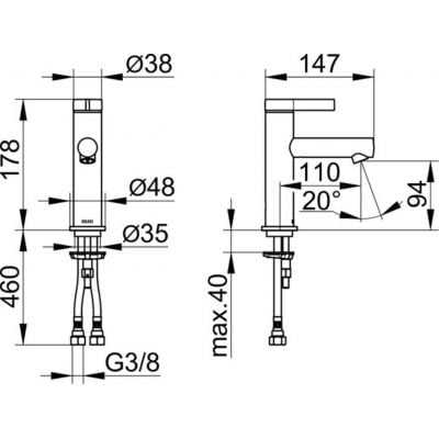 Bateria umywalkowa stojąca czarny 59502371100 Keuco IXMO Pure