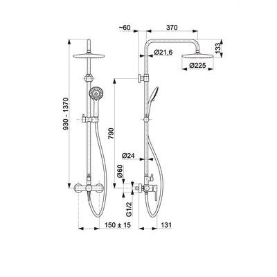 Zestaw prysznicowy ścienny z deszczownicą złoty 503691031 KFA Armatura Moza