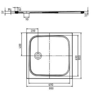 Brodzik kwadratowy 80 361147980001 Kaldewei Cayonoplan