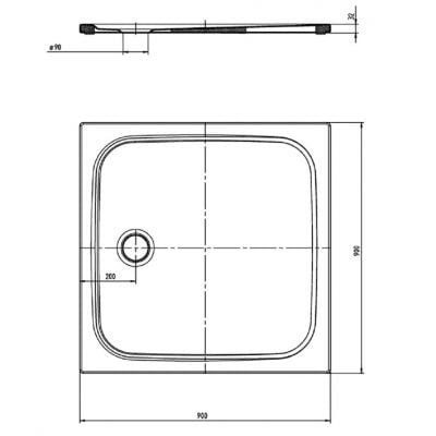 Brodzik kwadratowy 90x90 cm biały 361447980001 Kaldewei Cayonoplan