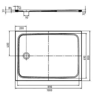 Brodzik prostokątny 100x80 cm 361647980001 Kaldewei Cayonoplan