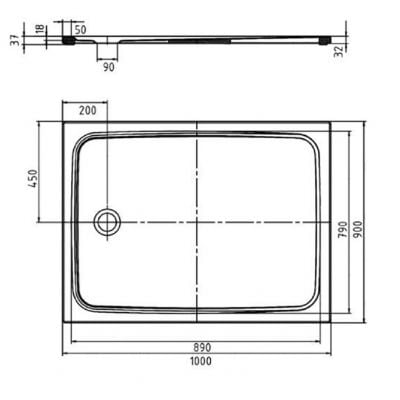 Brodzik prostokątny 100x90 cm 361747980001 Kaldewei Cayonoplan