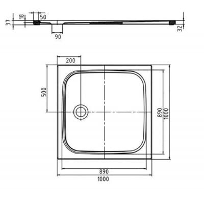 Brodzik kwadratowy 361847980001 Kaldewei Cayonoplan