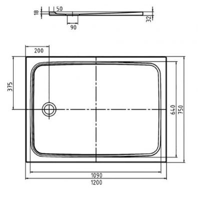 Brodzik prostokątny 120x75 cm 362100010001 Kaldewei Cayonoplan