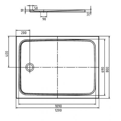 Brodzik prostokątny 120x80 cm 362200010001 Kaldewei Cayonoplan