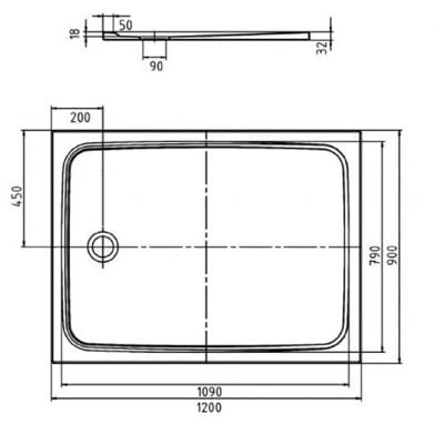 Brodzik prostokątny 120x90 cm 362300010001 Kaldewei Cayonoplan