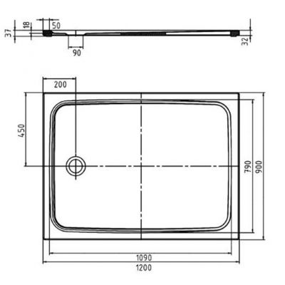 Brodzik prostokątny 120x90 cm 362347980001 Kaldewei Cayonoplan