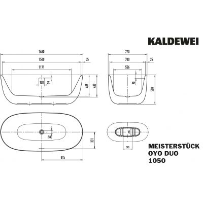 Wanna wolnostojąca 163x77 cm owalna biała 205043543001 Kaldewei Meisterstück Oyo Duo