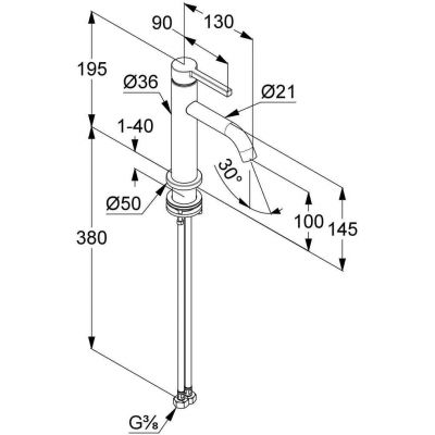 Bateria umywalkowa stojąca czarna 202663915 Kludi Nova Fonte Pura