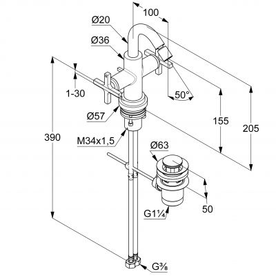 Kludi Nova Fonte 203130520 bateria bidetowa