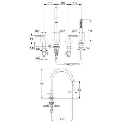 Kludi Nova Fonte 204250515 bateria wannowo-prysznicowa