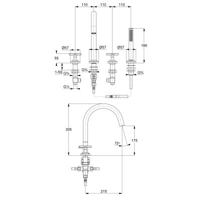 Kludi Nova Fonte 204250520 bateria wannowo-prysznicowa nawannowa chrom