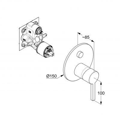 Bateria wannowo-prysznicowa podtynkowa czarna 207593915 Kludi Nova Fonte Puristic