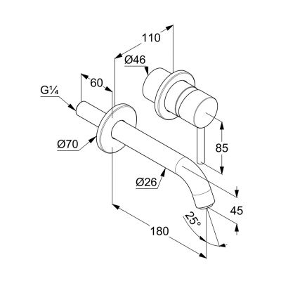 Bateria umywalkowa podtynkowa złota 38244N076 Kludi Bozz