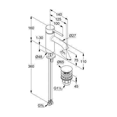 Kludi Bozz 382660576 bateria umywalkowa