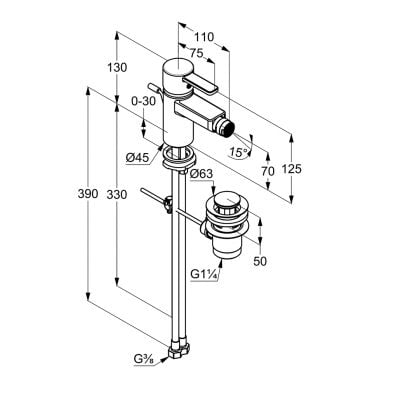 Kludi Zenta 385300575 bateria bidetowa stojąca chrom