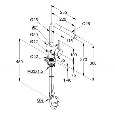 Kludi L Steel 45851F877 bateria kuchenna