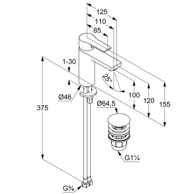 Kludi Zenta SL 482983965 bateria umywalkowa stojąca czarna