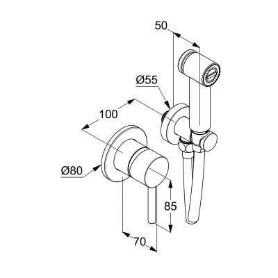 Kludi Bozz 389983976 bateria bidetowa z zestawem prysznicowym podtynkowa czarna