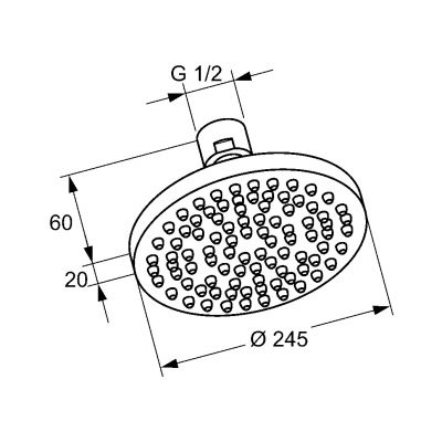 Deszczownica 24.5x24.5 cm okrągła czarna 665113900 Kludi A-QA