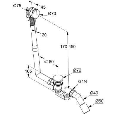 Kludi Rotexa 2120005N00 syfon do wanny