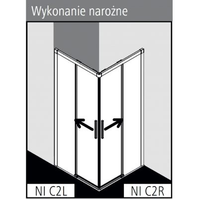 Kabina prysznicowa część prawa 80x80 cm kwadratowa NIC2R08020VPK Kermi Nica NI C2